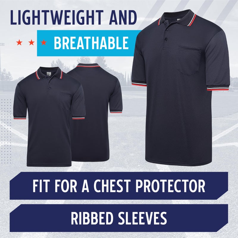 Murray Sporting Goods Short Sleeve Polo Baseball and Softball Umpire Shirt - Sized for Chest Protector (Navy Blue, XX-Large) - Image 4
